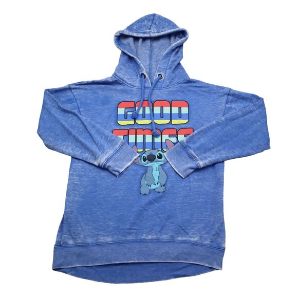 Disney Sweatshirt Womens XS Blue Long Sleeve Drawstring Graphic Print Hoodie - Picture 1 of 16